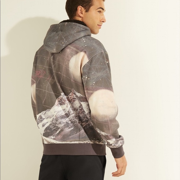 New GUESS Roy Fleece Space Gray Hoodie SZ XS - Picture 2 of 8